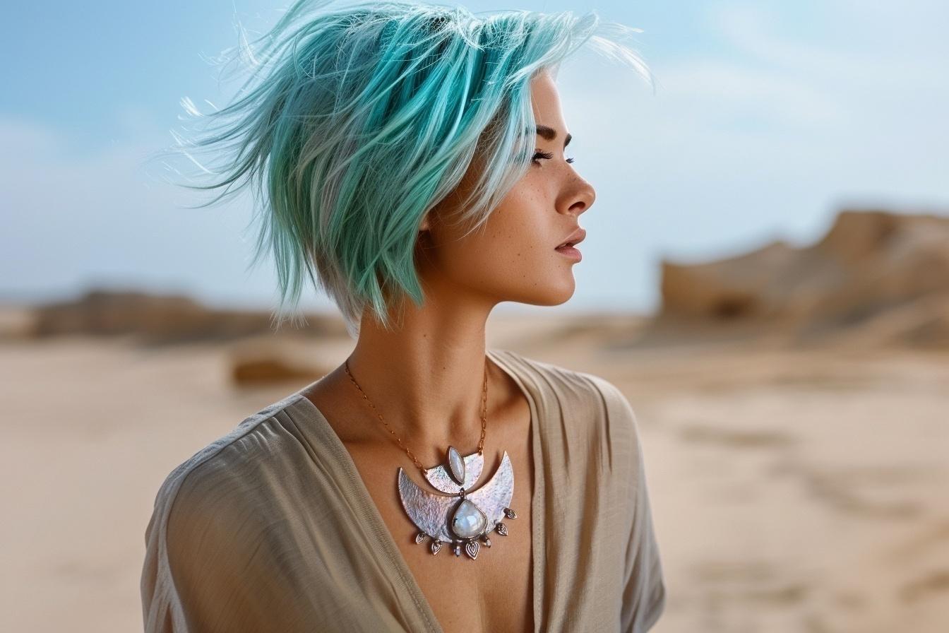 SOLSTICE collection - Statement tribal collar with quartz and rainbow moonstones