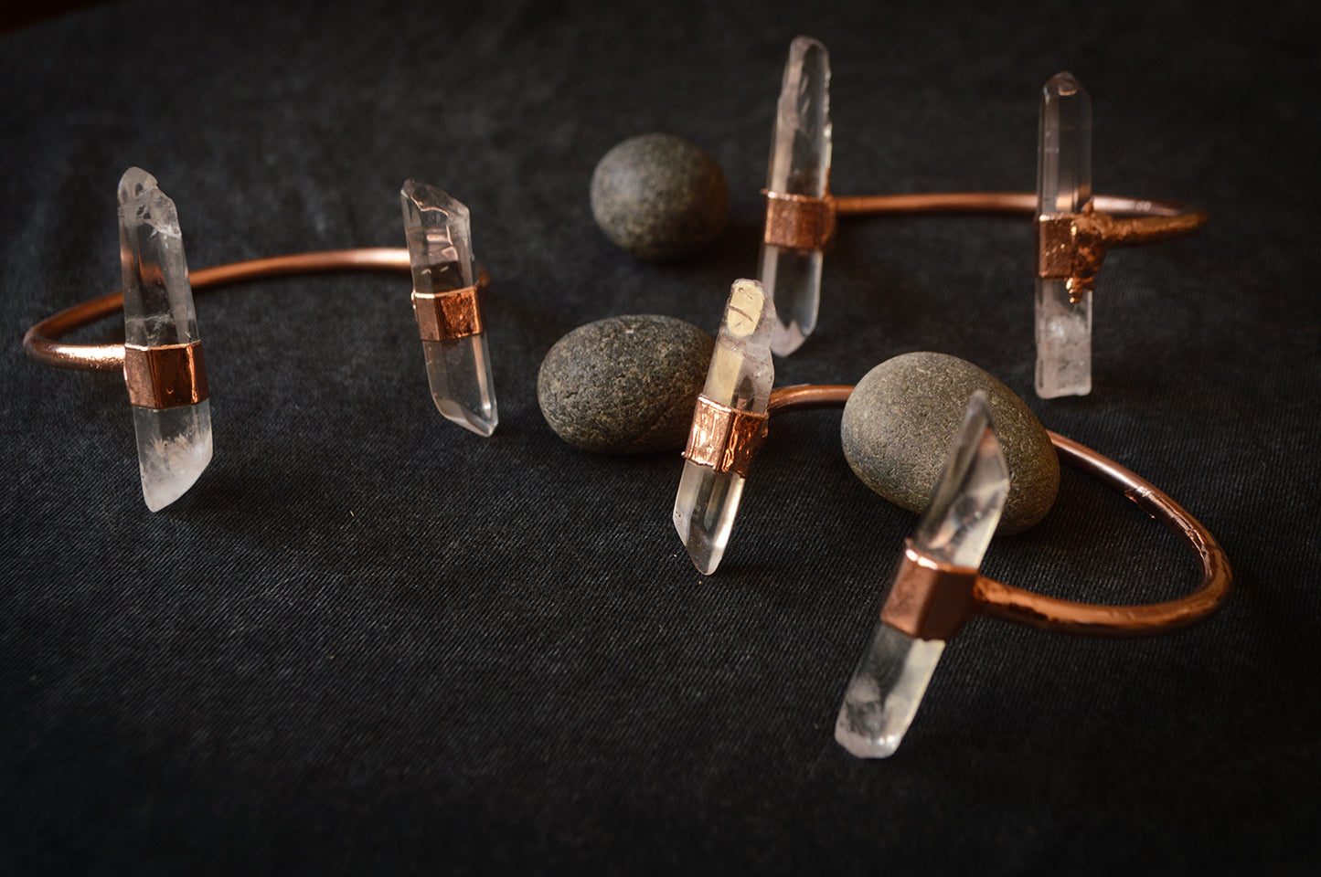 Rustic adjustable bracelet. Electroformed, raw quartz jewellery.