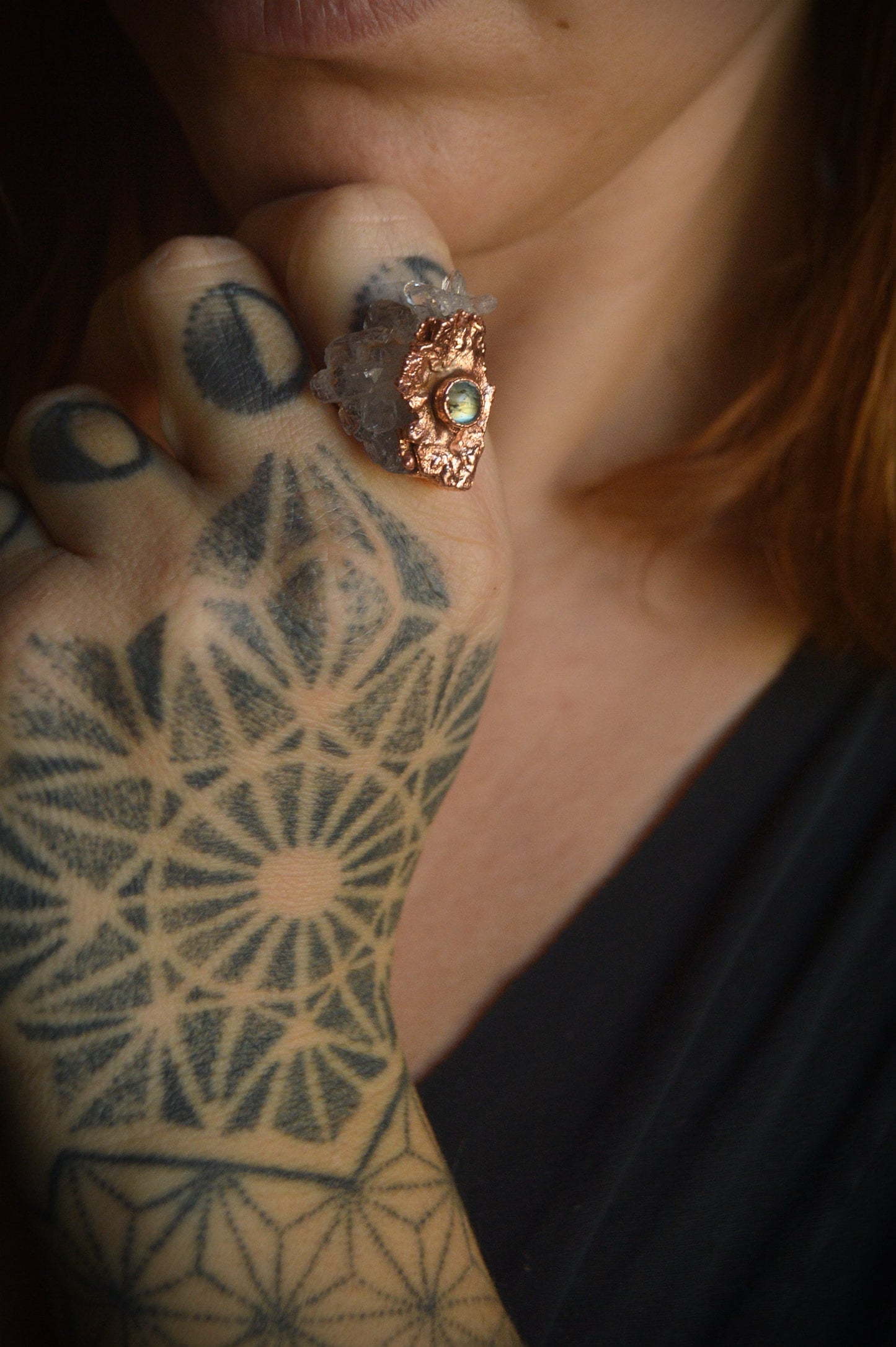 Raw quartz statement ring. Large, various ring sizes. Boho chic jewellery