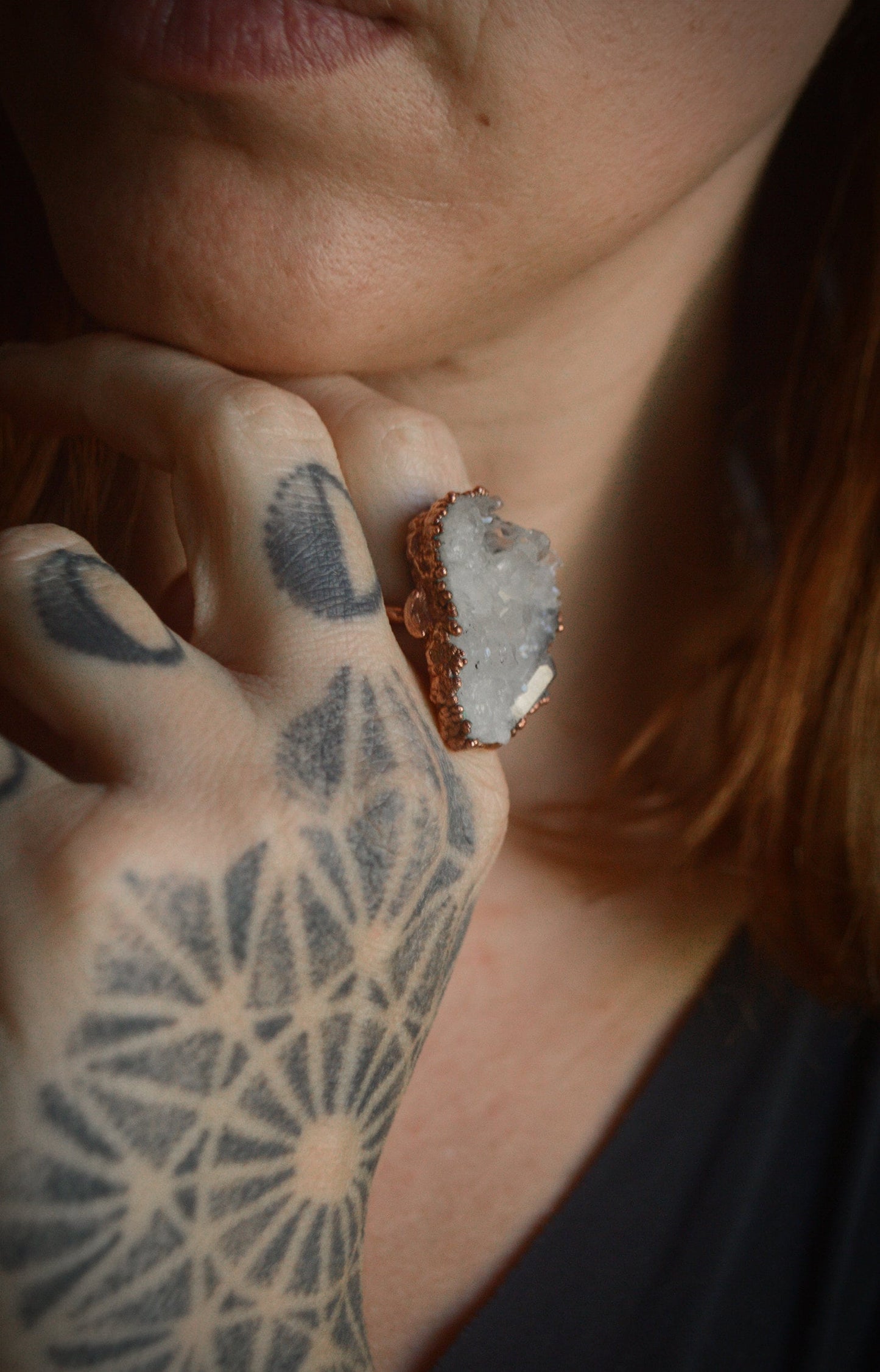 Raw quartz statement ring. Large, various ring sizes. Boho chic jewellery
