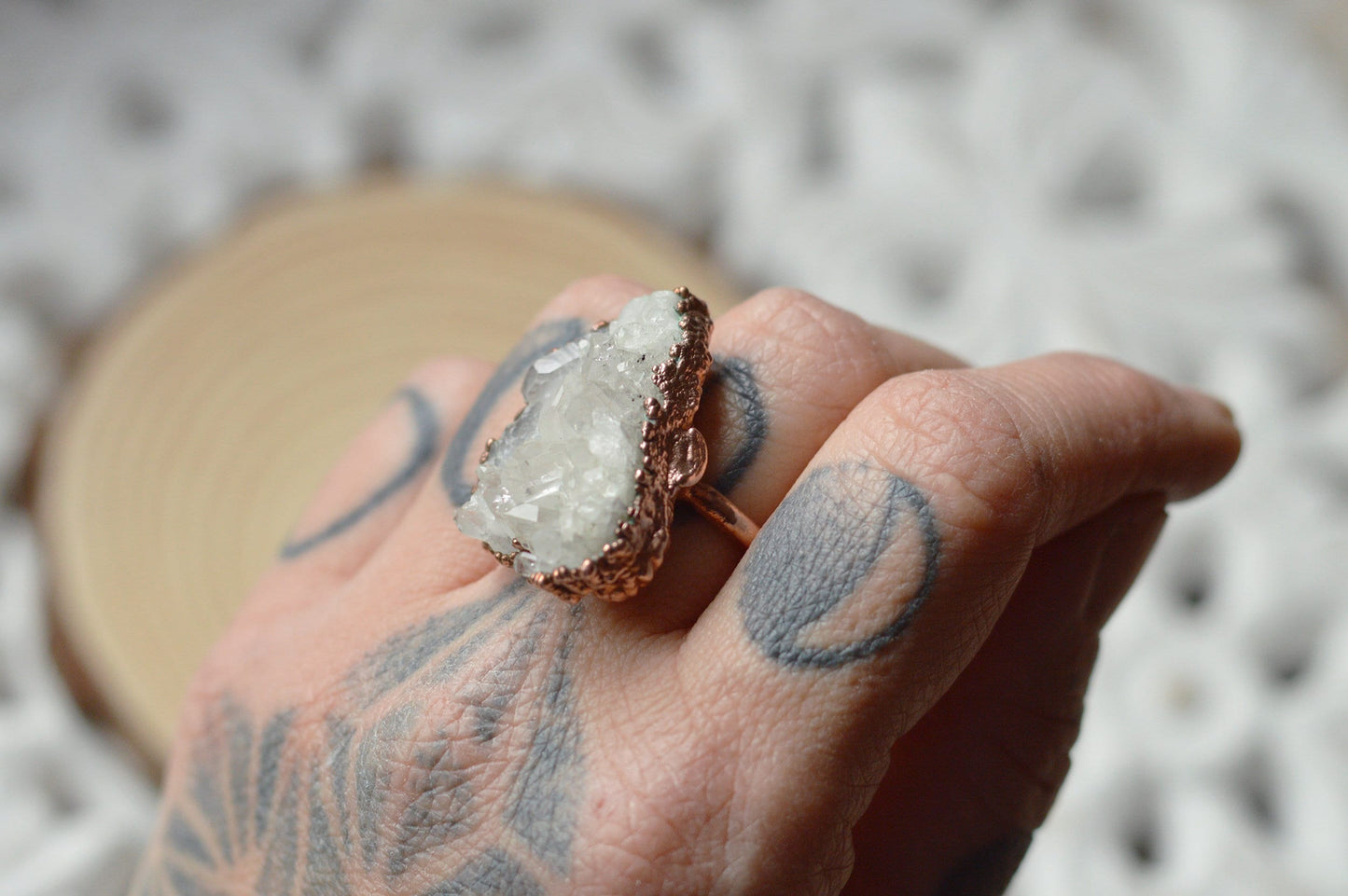 Raw quartz statement ring. Large, various ring sizes. Boho chic jewellery