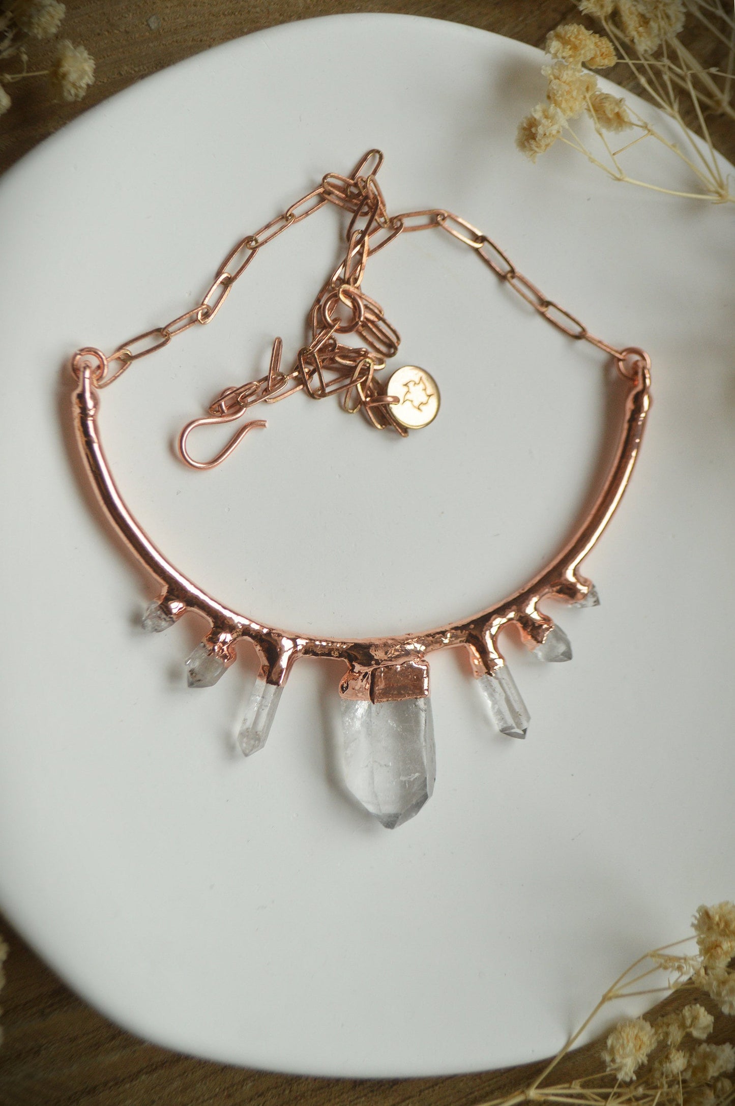 Raw quartz collar, statement necklace with natural crystals