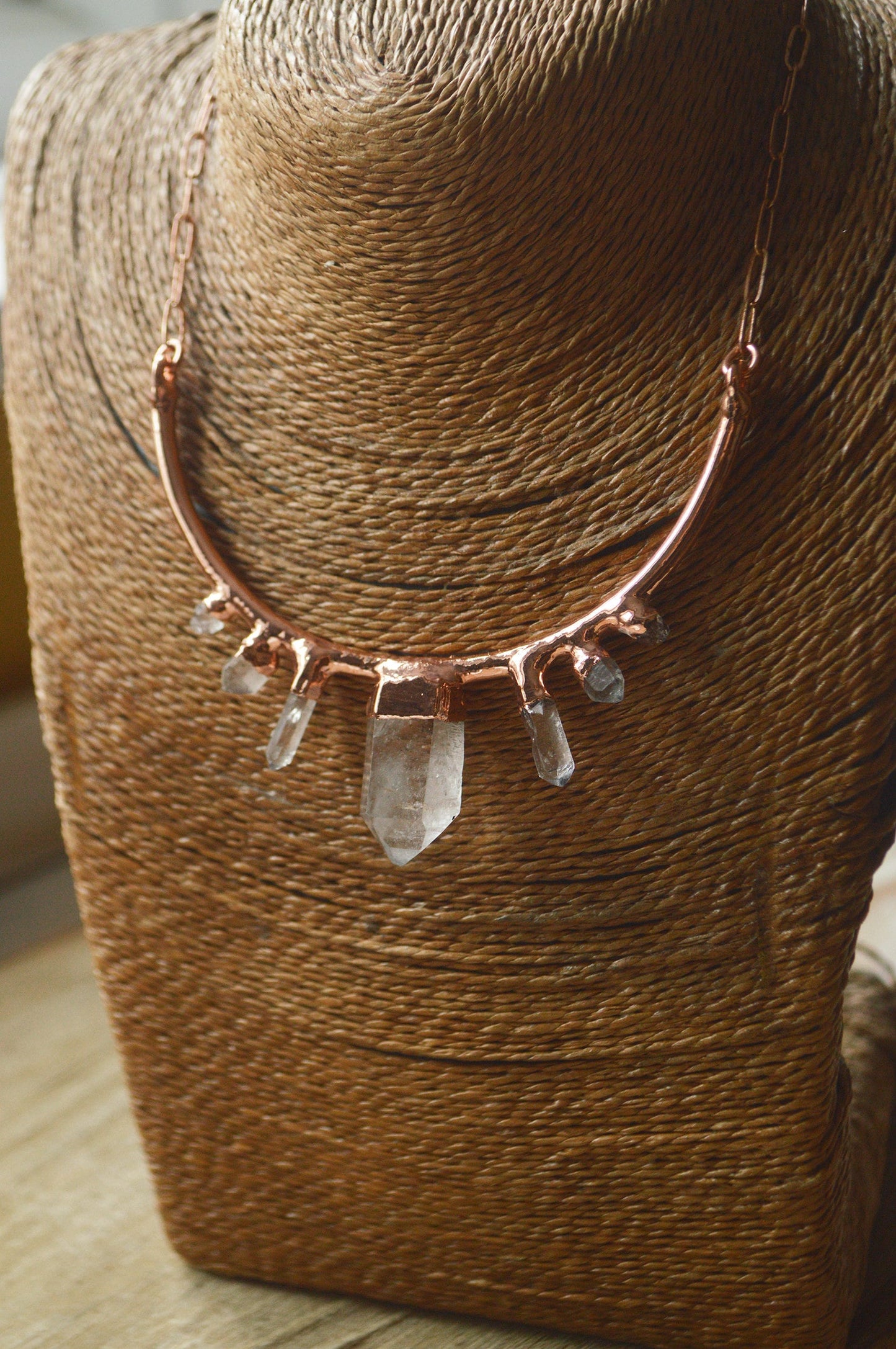 Raw quartz collar, statement necklace with natural crystals