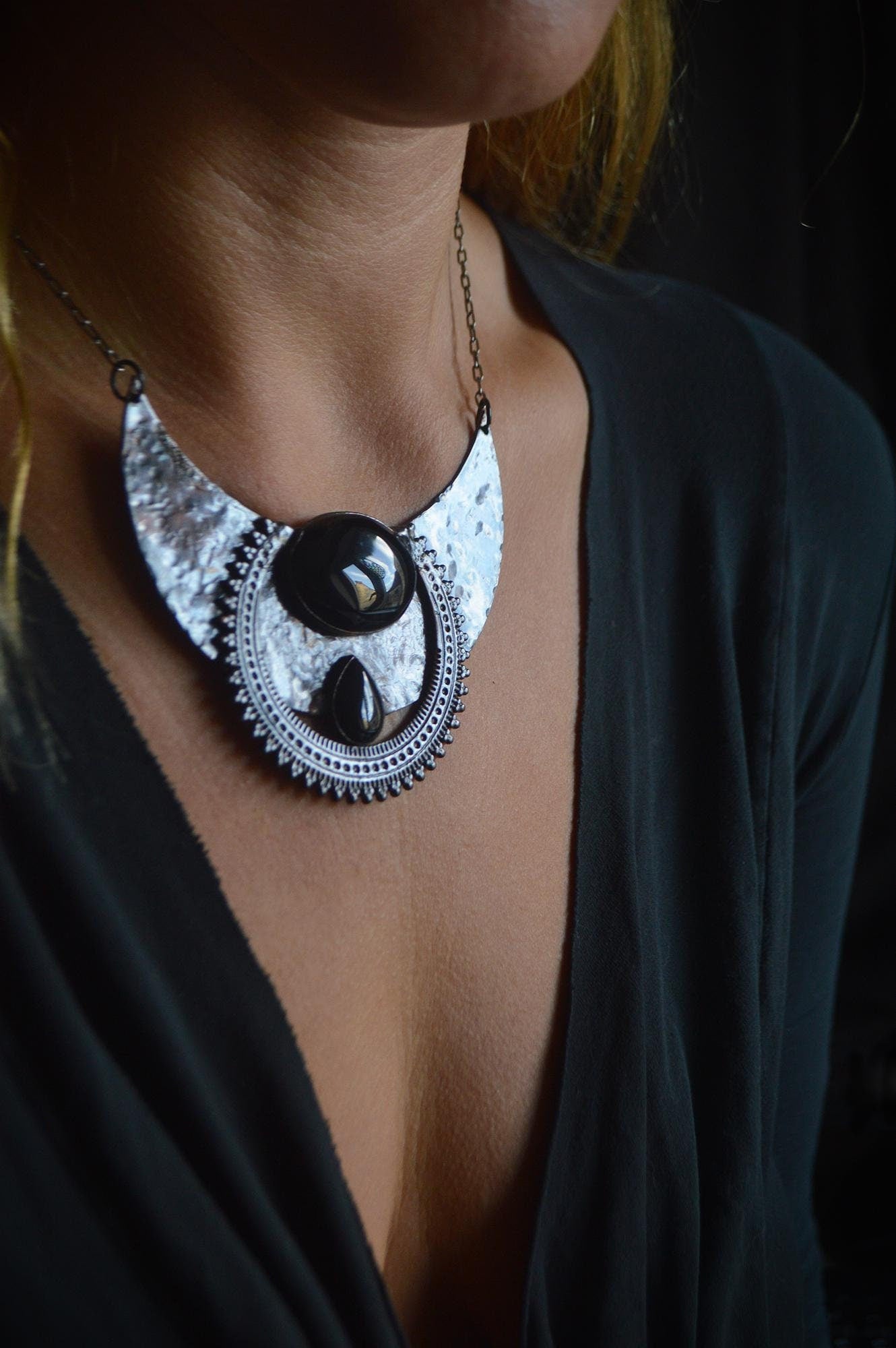 Nocturna collection - Tribal collar with black Onyx.