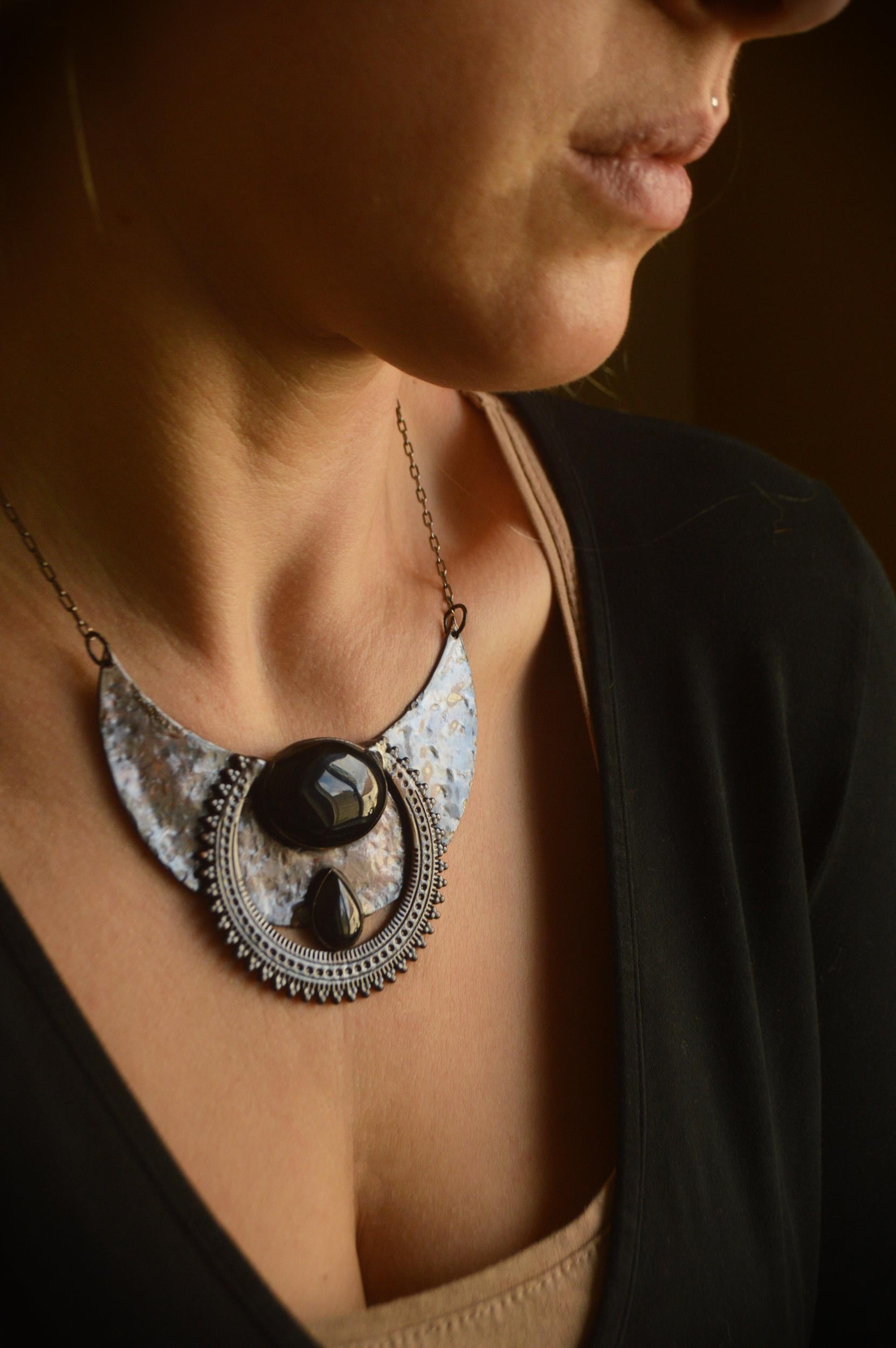 Nocturna collection - Tribal collar with black Onyx.