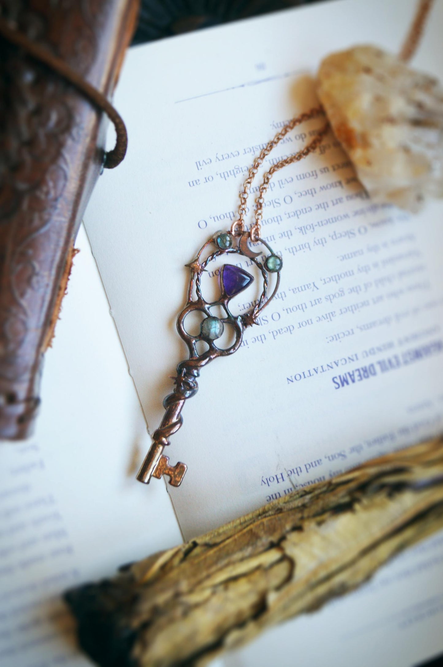 THE KEY collection ~ Magical key pendant with labradorite and amethyst, celestial jewellery