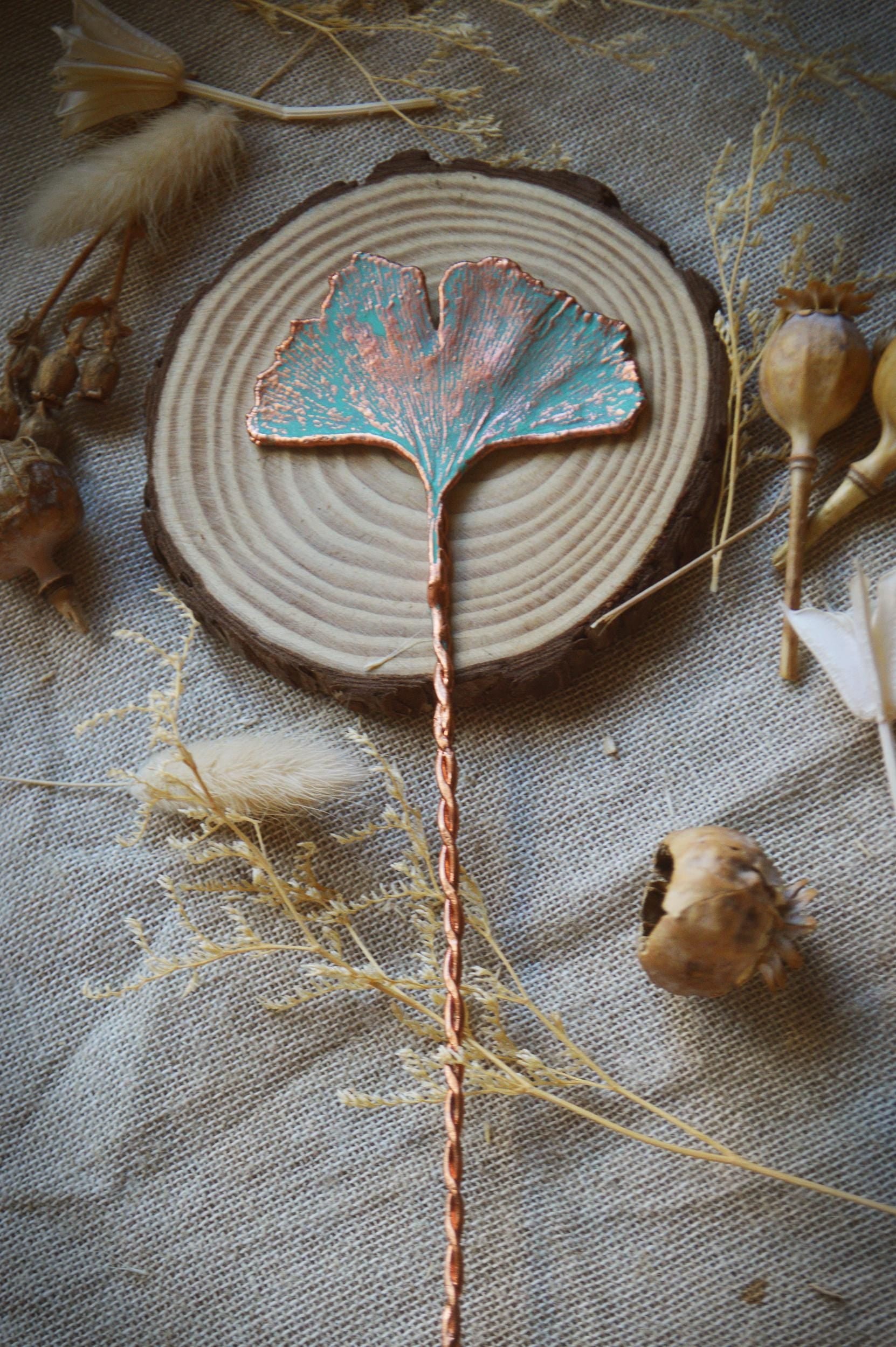 Botanical hair stick. Real leaf hair jewellery
