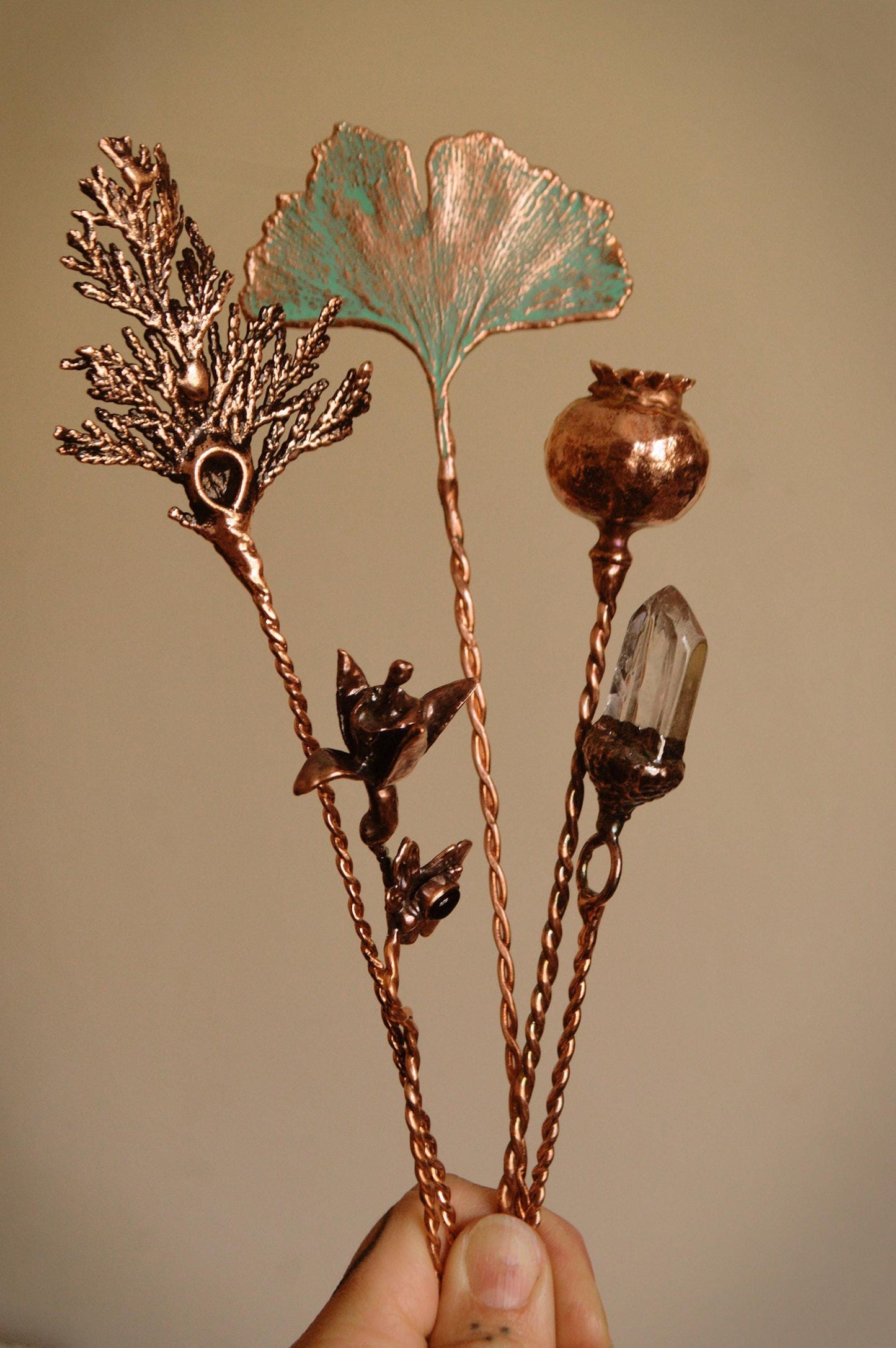 Botanical hair stick. Real leaf hair jewellery