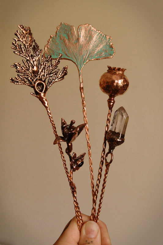 Botanical hair stick. Real leaf hair jewellery