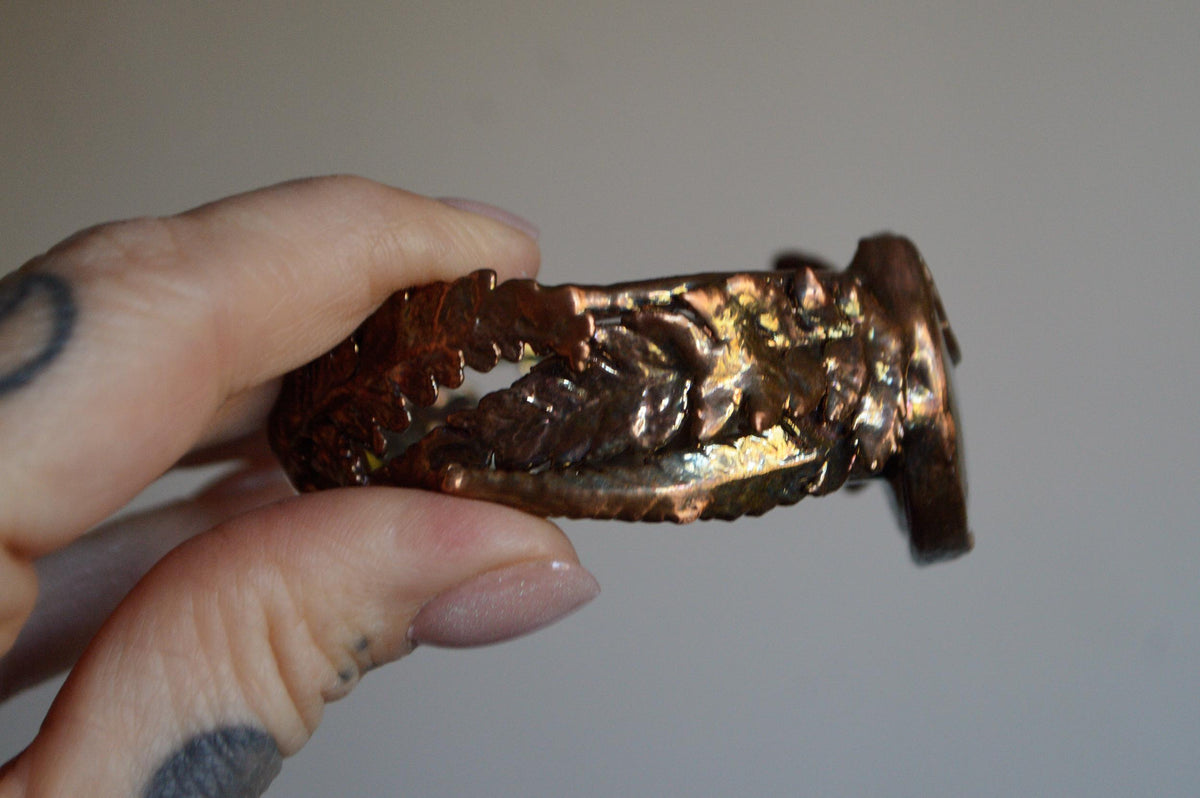 Fern and labradorite moon statement bangle
