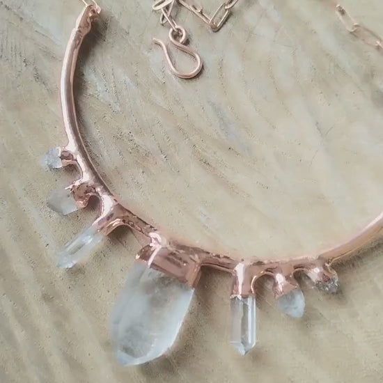 Raw quartz collar, statement necklace with natural crystals