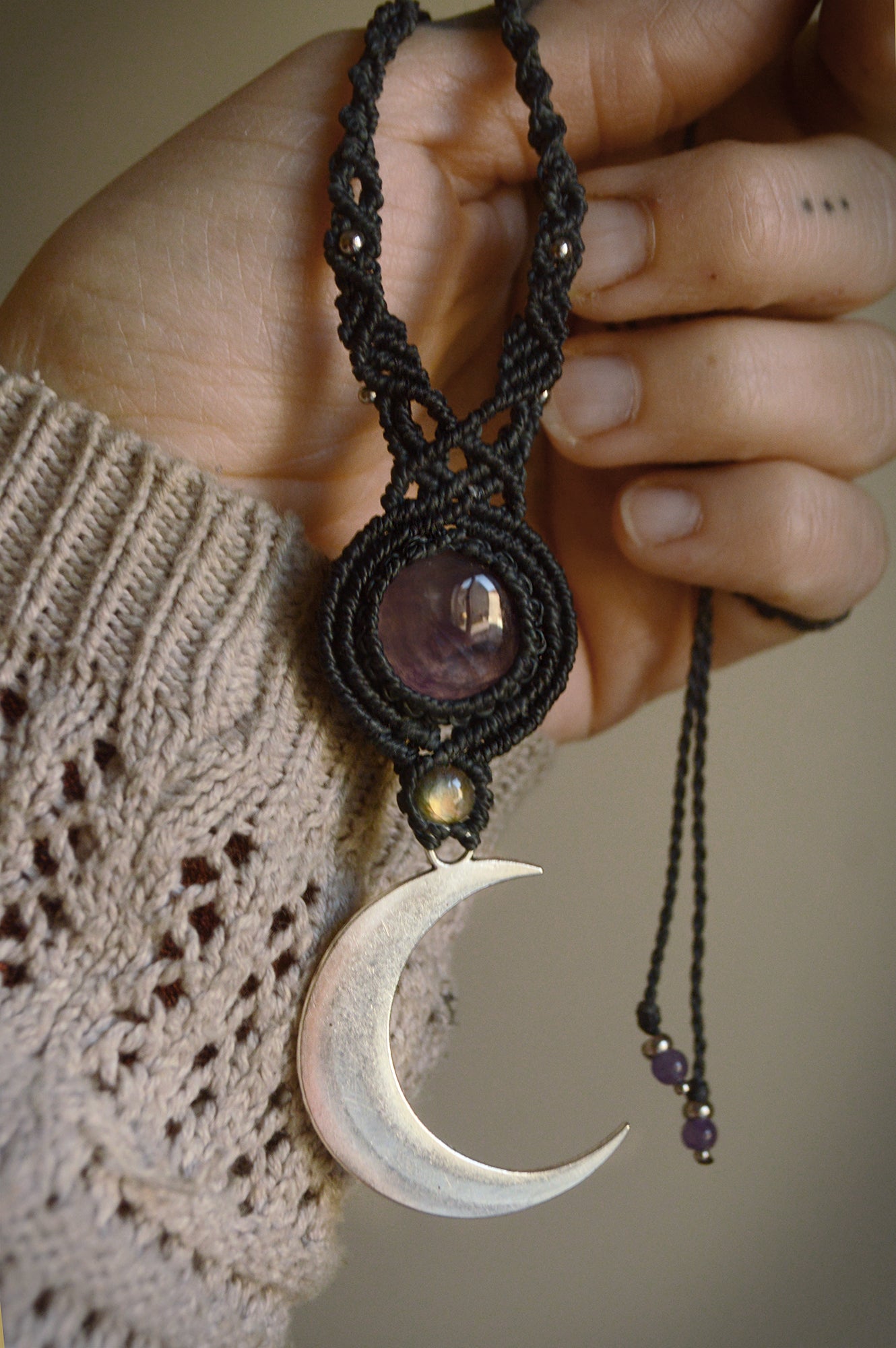 Crescent moon pendant necklace available in two variations