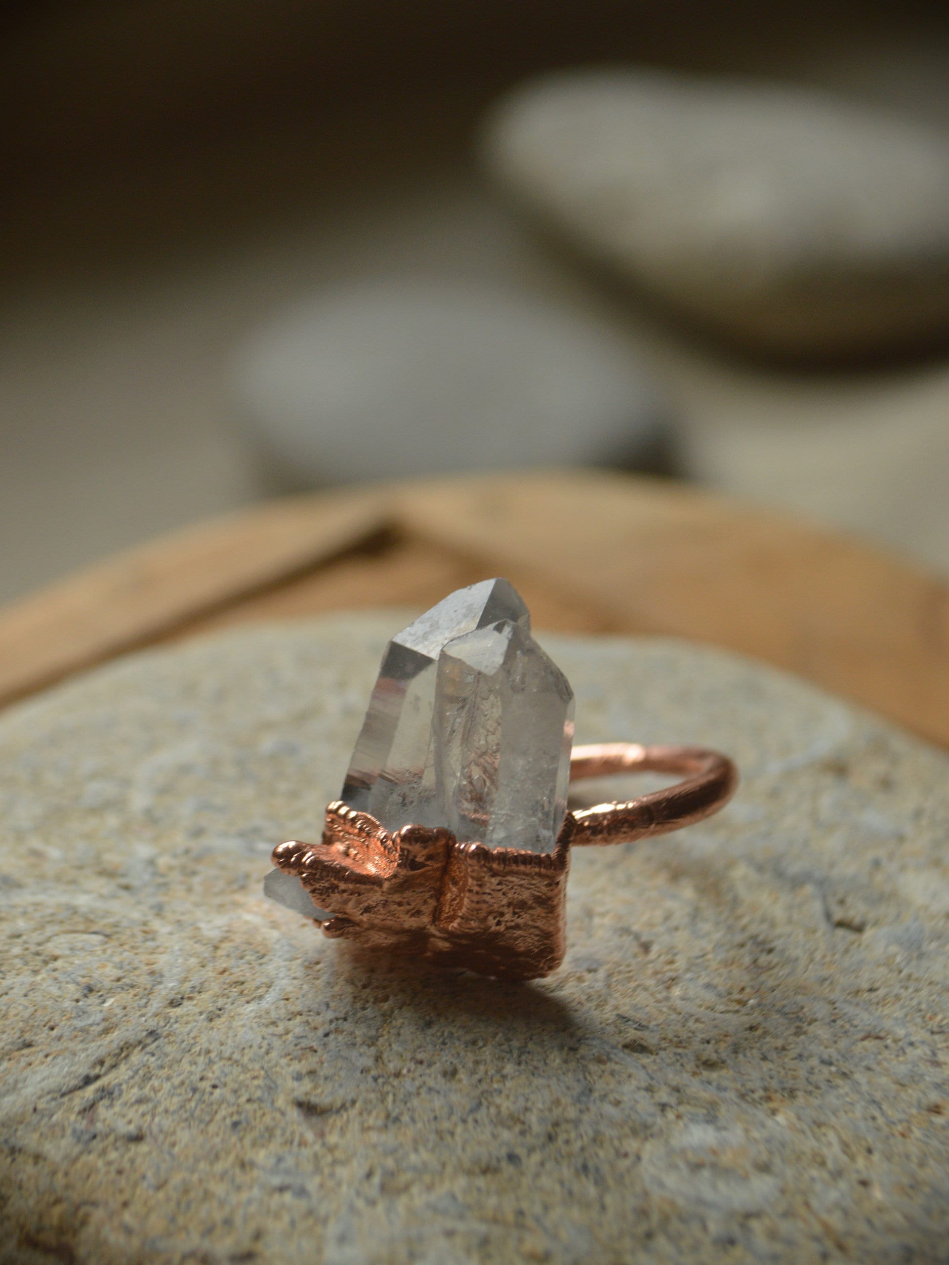 Raw quartz statement ring. Large, various ring sizes. Boho chic jewellery