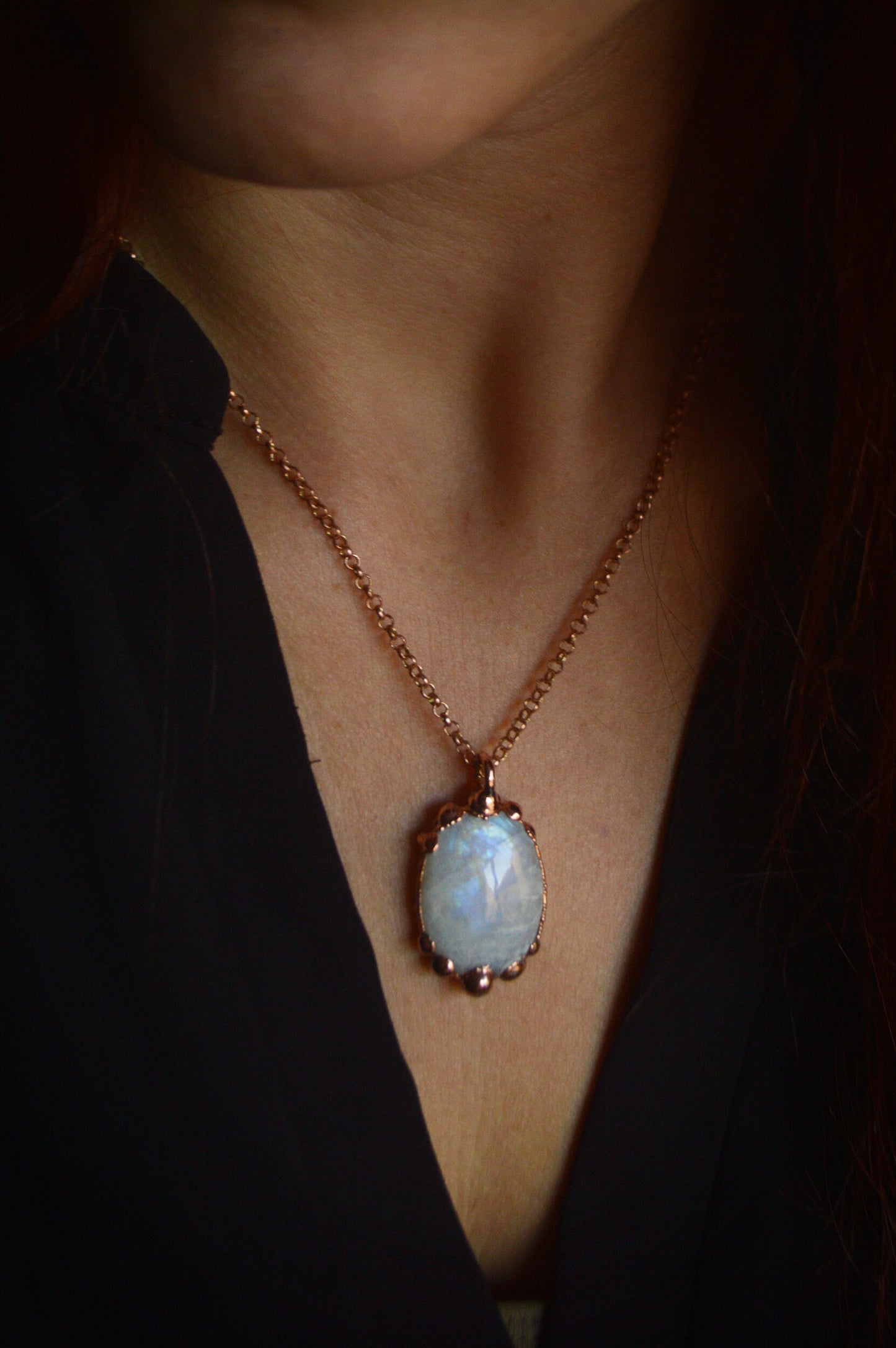 Element collection *AIR* Moonstone, quartz crystal, white labradorite talisman pendant. Understated simple boho jewellery