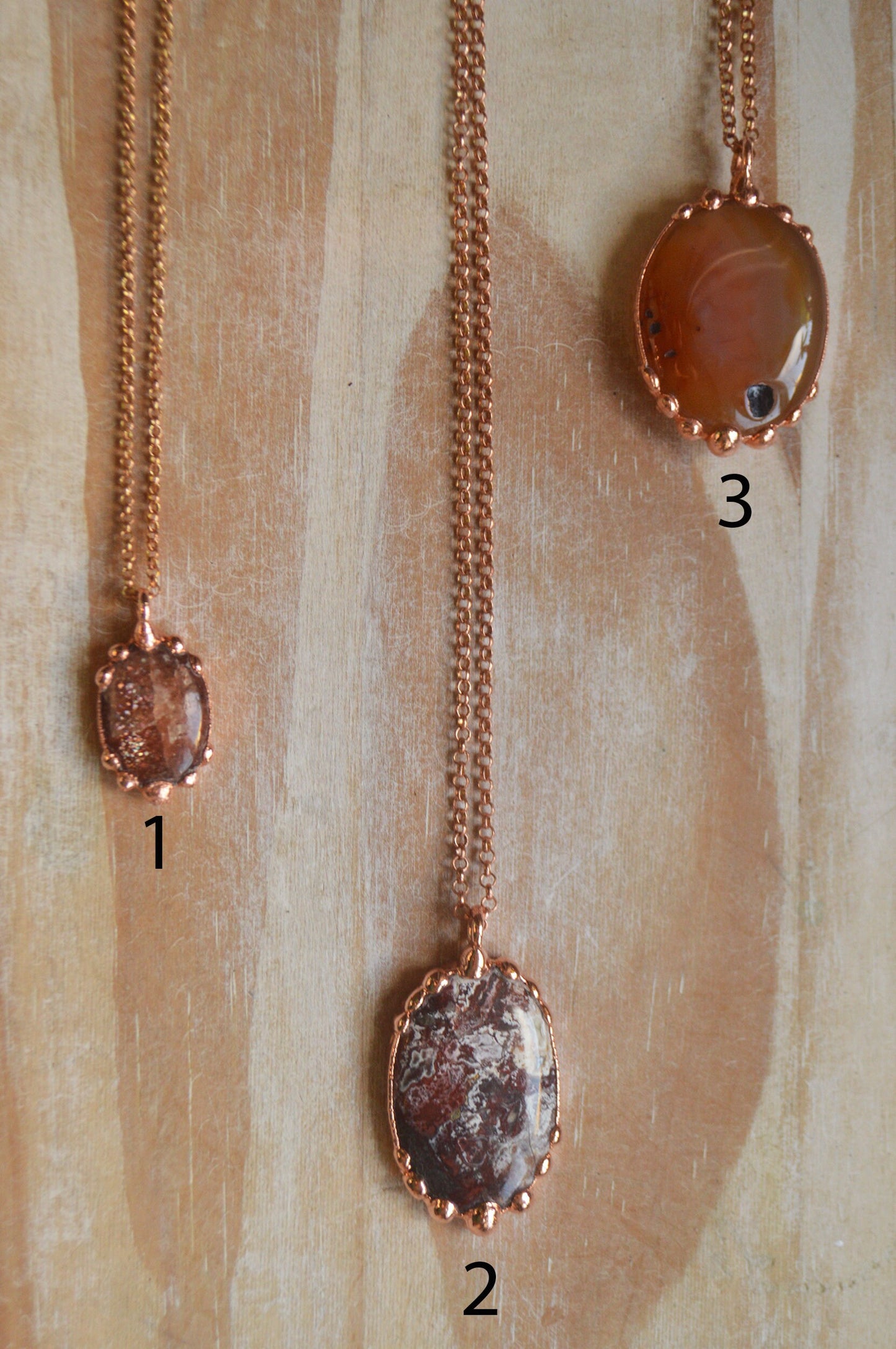 Element collection *FIRE* Carnelian, Sunstone or Jasper copper talisman pendant. Understated simple boho jewellery