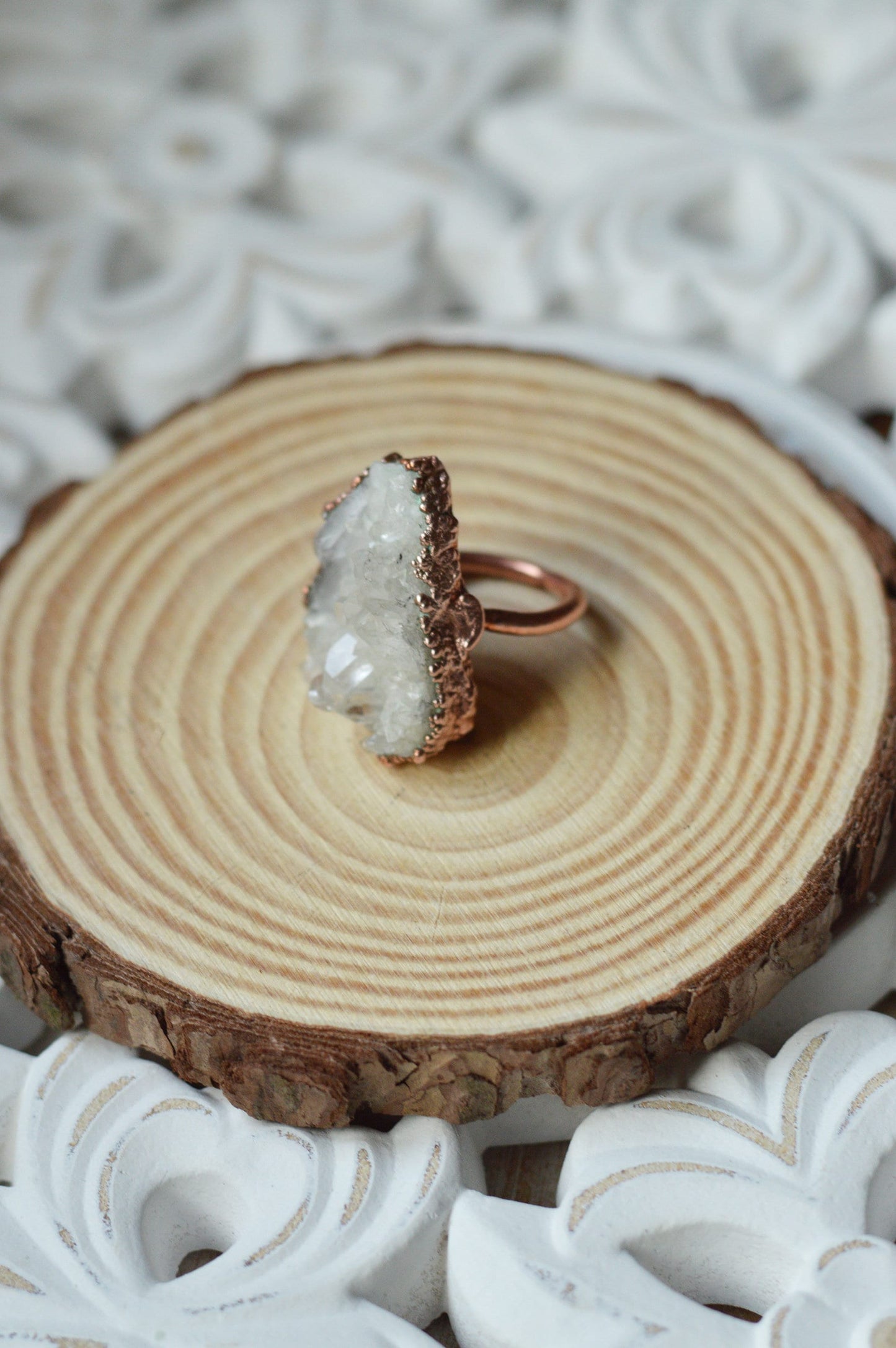 Raw quartz statement ring. Large, various ring sizes. Boho chic jewellery