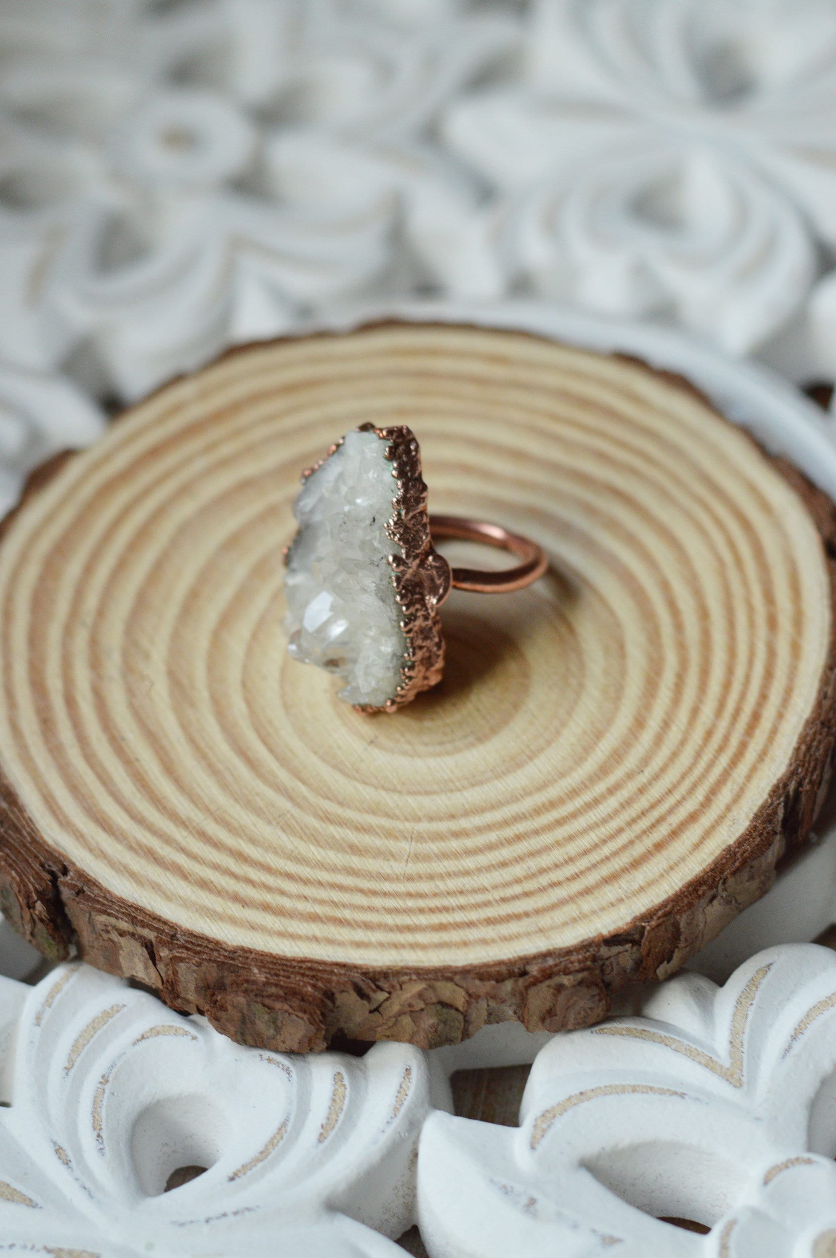 Raw quartz statement ring. Large, various ring sizes. Boho chic jewellery