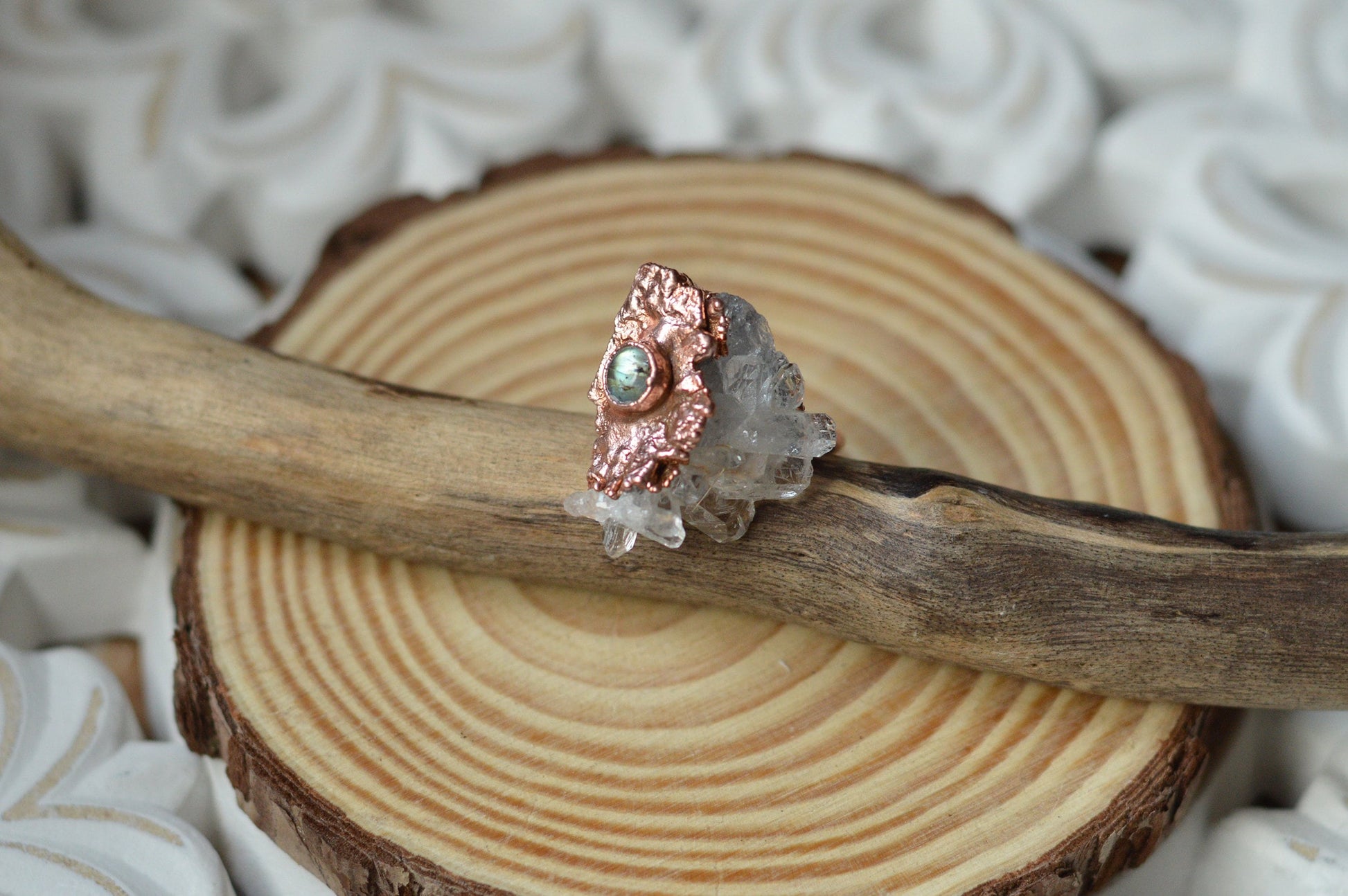 Raw quartz statement ring. Large, various ring sizes. Boho chic jewellery