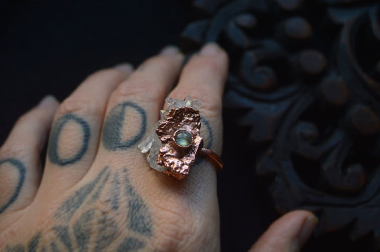 Raw quartz statement ring. Large, various ring sizes. Boho chic jewellery